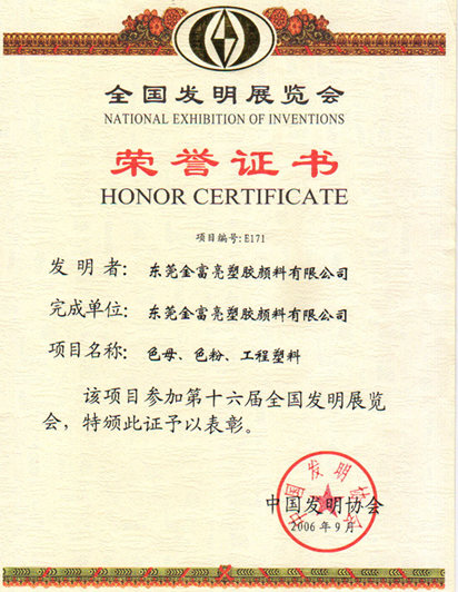 荣誉证书(中国发明协会)